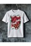 Demon Head Flower Vine Printed Oversize T-Shirt