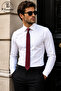 Burgundy Bird's Eye Woven Handkerchief Tie Men's Textile - 2