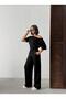 Women's Short Sleeve Blouse and Stitching Detail Wide Leg Pants Two-Piece Set - 8