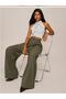Women's Khaki High-Waisted Double-Breasted Detailed Wide-Leg Trousers – Stylish & Comfortable Oversized Pants - 2