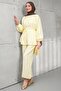 Yellow Ribbed Detailed Tunic and Trousers Set - 3