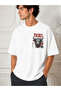 Unisex Beige Taurus Printed Oversize Crew Neck T-Shirt