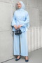 Baby Blue Ribbed Detailed Tunic and Pants Set - 2
