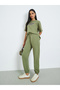 Green Printed Longline T-Shirt and Cuffed Joggers Co-Ords - 2