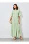 Green Rayon Crepe Shirt Maxi Dress - 3
