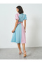 Multi Color Block Midi Dress with Cut-Out Detail - 6