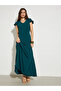 Dark Green V Neck A-Line Maxi Dress - 2