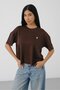 Brown Women's Oversize Boxy T-Shirt Crew Neck Comfortable Fit T-Shirt