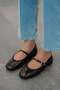 Cordova Leather Ballerinas with Top Belt in Brown