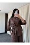 Brown 100% Cotton Belted Suit - 8726 - 6