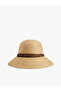 Patterned Scarf Detailed Straw Hat