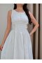 Thick Strapped Waist Tie Midi Dress - 3