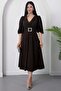 Double-Breasted Long Sleeve Dress with Collar Stone Buckle Dks1368