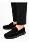 Men's Black Suede Genuine Leather Orthopedic Sole Loafer Shoes - 2