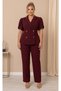 Women's Plus Size Double Breasted Collar Short Sleeve Button Detailed Cross Sleeve Evening Dress Set 25009 - 5