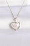 316L Steel Chain Silver Color White Stone Curved Heart Necklace 5886 - Bbbbbb1390-7239