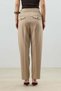 Beige Double Pleated Women's Trousers - 4