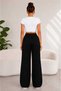 Women's Palazzo Trousers with Wrinkled Texture, Comfortable Fit, High Waist - 3