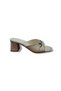 Women's Beige Genuine Leather Buckled Thick-Heeled Slippers - 8