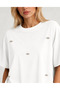 Women's Modal Fabric Stone Detailed T-Shirt 100% Cotton - 2