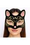 Pink Yellow Glitter Cat Mask with Black Color Suede Coating 17x14 Cm