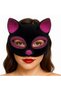 Black Color Fuchsia Glitter Suede Coated Cat Mask 18X14 cm
