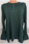 Er Clothing Battal Combed Cotton Blouse Long Sleeve Crew Neck Black Green - 2