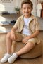 6-15 Years Old Boy's 3-Piece Set Shirt Shorts T-Shirt Summer Combination Set - 3