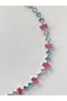 Steel Necklace Pink Tone Heavy Colorful Shiny Crystal Zircon Small Stone Elegant Necklace