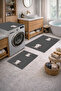 Non-Slip Base Digital Printed 3-Piece Bathroom Mat Set – Washing Machine, Toilet Seat, and Bathroom Rug - 2
