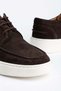 Genuine Leather Suede Men's Casual Shoes Brown White Sole with 3 Tied Straps - 2