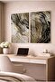 Gold Leaf Natural Textured Modern 2-Piece Decorative Glass Painting Set - Office and Home Painting - 2