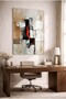 Modern Beige Decorative Tempered Glass Table with Orange and Black Dynamic Highlights - Business, Home and School Table - 3