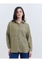 Olive Floral Embroidered Linen Shirt for Women - 5