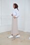 Elastic Waist Pocketed Tencel Skirt Cream - 3