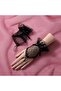 Black Lace bow finger ring women's gloves - 4