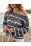 Summer Openwork Striped Crew Neck Knitwear Blouse - 2