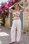 Madonna Collar Women's Blouse – Comfortable Cut with Rubber Detail - 6