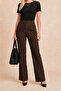 High Waist Gathering Effect Lycra Button Closure Both Stylish and Comfortable All-Day Wear Fabric Pants