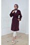 Beautiful Back Detail Belted Trench Coat Plum - 3