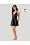 Intive Sugar Black Satin Lace Front and Low-Cut Mini Nightgown with Cross Straps at the Back