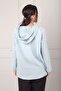 Women's Hooded Buttoned Front Jacket with Pockets and Brode Scallop Embroidery in Italian Cotton - 4