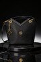 Black Glittery Bag with Gold Accessories, Stylish Shoulder Bag Suitable for Evening Combinations