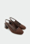 Burry Knitted Detailed Women's Thick Bitter Brown Heeled Shoes - 2