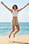 Women's Striped Oysho Shorts-Striped Green - 4