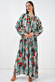 Women's Patterned Long Hijab Dress 1155 - K. Anthracite