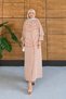 Women's Embroidered Bat Sleeve Linen Dress - 2