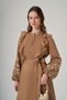 Dress with Ruffle Detail on the Shoulders, Embroidery Detail on the Hem and Sleeves, 2053 Milky Brown - 4