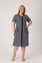 Women's Plus Size 100% Cotton Combed Fabric Zippered Summer Dress / Navy-White 4099 - 6
