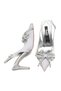 Women's Short Heeled Open-Back Pointed Toe Stone Embellished Bow Satin Evening Dress Shoes 14050 - 5